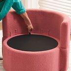 Fauteuil pivotant en tissu avec rangement et coussin de dossier
