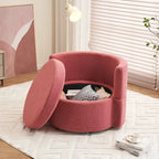 Fauteuil pivotant en tissu avec rangement et coussin de dossier