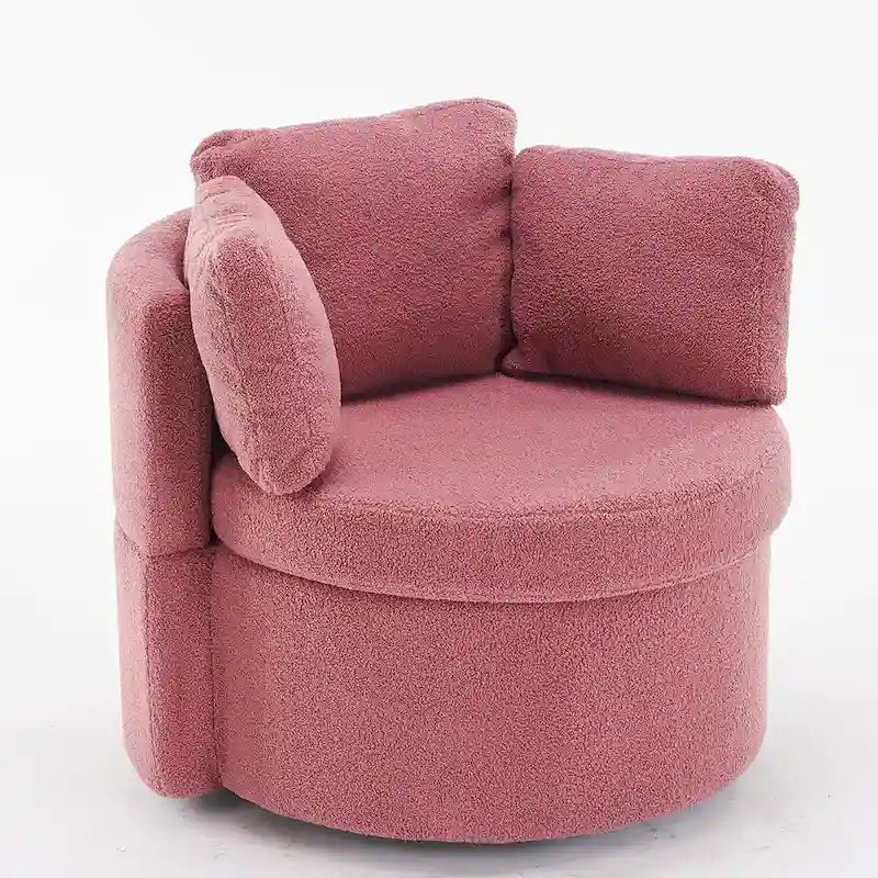 Fauteuil pivotant en tissu avec rangement et coussin de dossier