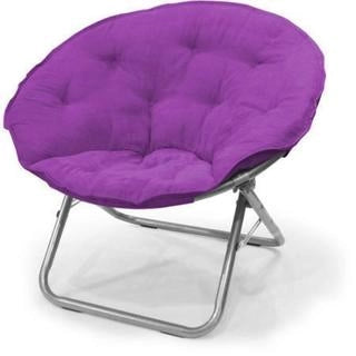 Fauteuil soucoupe en microsuède avec cadre métallique