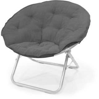 Fauteuil soucoupe en microsuède avec cadre métallique