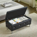 Banc de rangement rectangulaire capitonné avec boutons en cristal