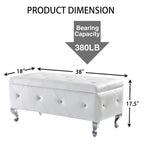 Banc de rangement rectangulaire capitonné avec boutons en cristal