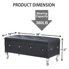 Banc de rangement rectangulaire capitonné avec boutons en cristal