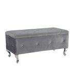 Banc de rangement rectangulaire capitonné avec boutons en cristal
