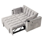 Canapé-lit convertible en velours avec porte-gobelet et port USB