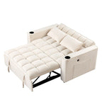Canapé-lit convertible en velours avec porte-gobelet et port USB