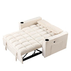 Canapé-lit convertible en velours avec porte-gobelet et port USB
