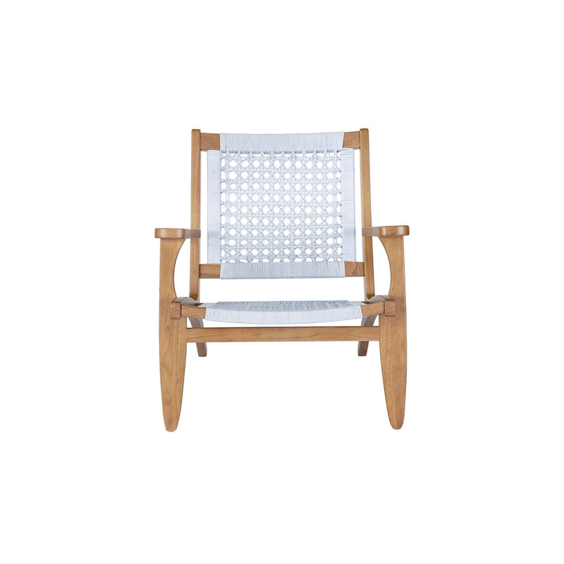Fauteuil d'appoint de 74 cm avec dossier et assise tressés en corde hexagonale, marron et gris