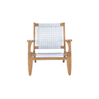 Fauteuil d'appoint de 74 cm avec dossier et assise tressés en corde hexagonale, marron et gris