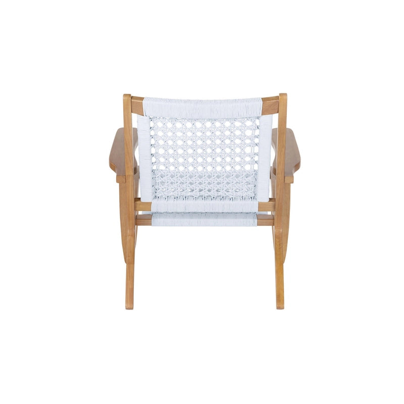 Fauteuil d'appoint de 74 cm avec dossier et assise tressés en corde hexagonale, marron et gris