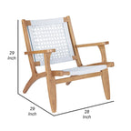 Fauteuil d'appoint de 74 cm avec dossier et assise tressés en corde hexagonale, marron et gris