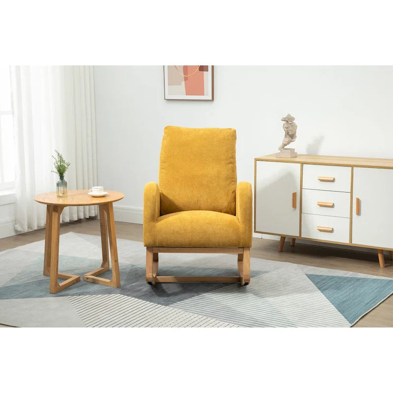 Fauteuil à bascule rembourré à dossier haut
