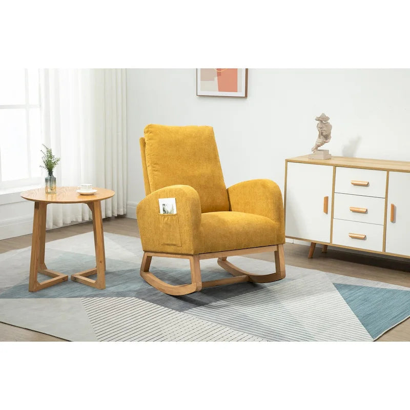 Fauteuil à bascule rembourré à dossier haut