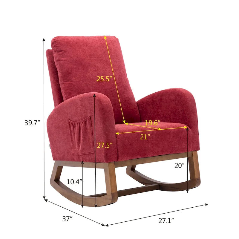 Fauteuil à bascule rembourré à dossier haut
