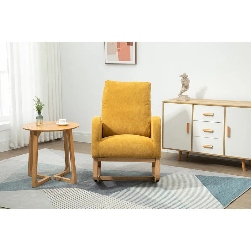 Fauteuil à bascule rembourré à dossier haut