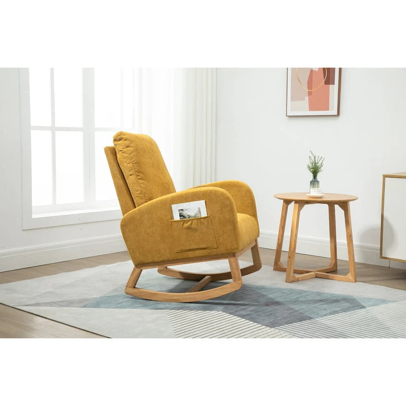 Fauteuil à bascule rembourré à dossier haut