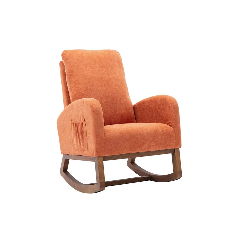 Fauteuil à bascule rembourré à dossier haut