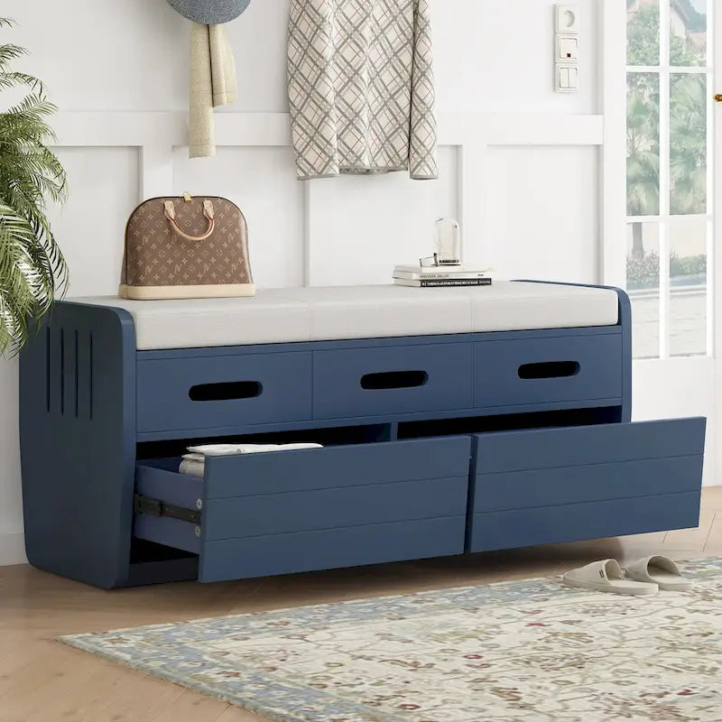 Banc de rangement avec tiroirs et coussin d'assise