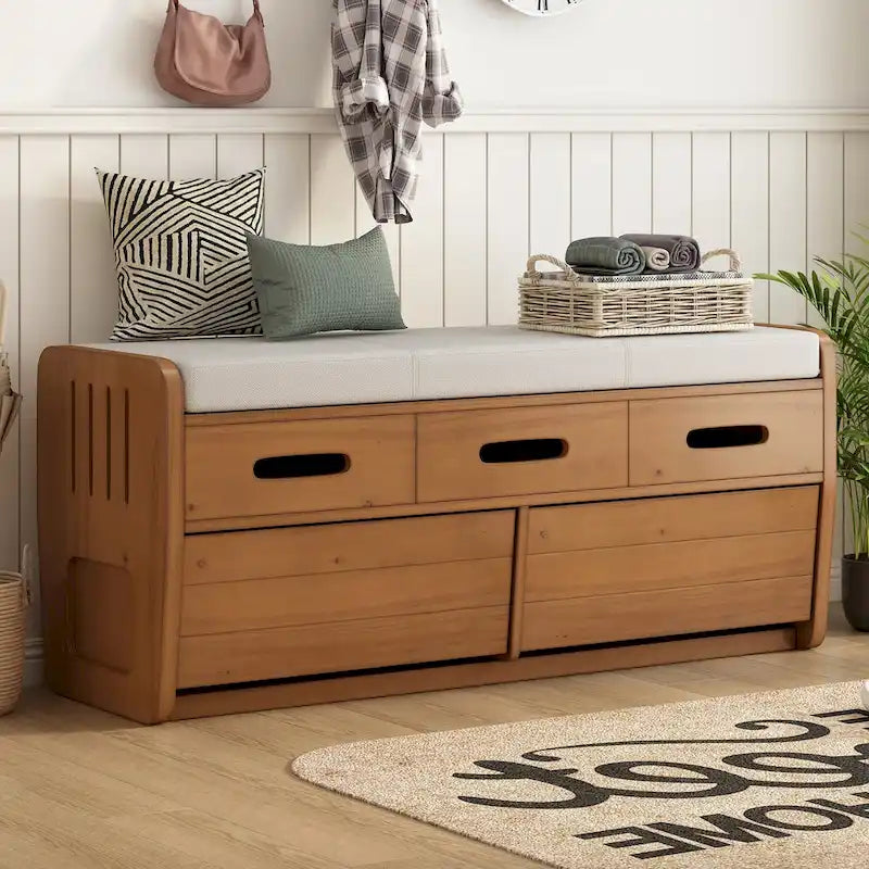 Banc de rangement avec tiroirs et coussin d'assise