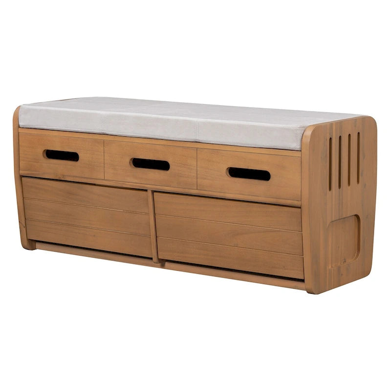 Banc de rangement avec tiroirs et coussin d'assise