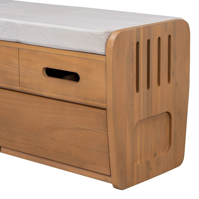 Banc de rangement avec tiroirs et coussin d'assise