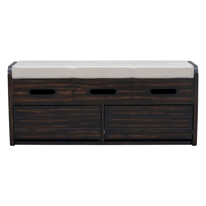 Banc de rangement avec tiroirs et coussin d'assise