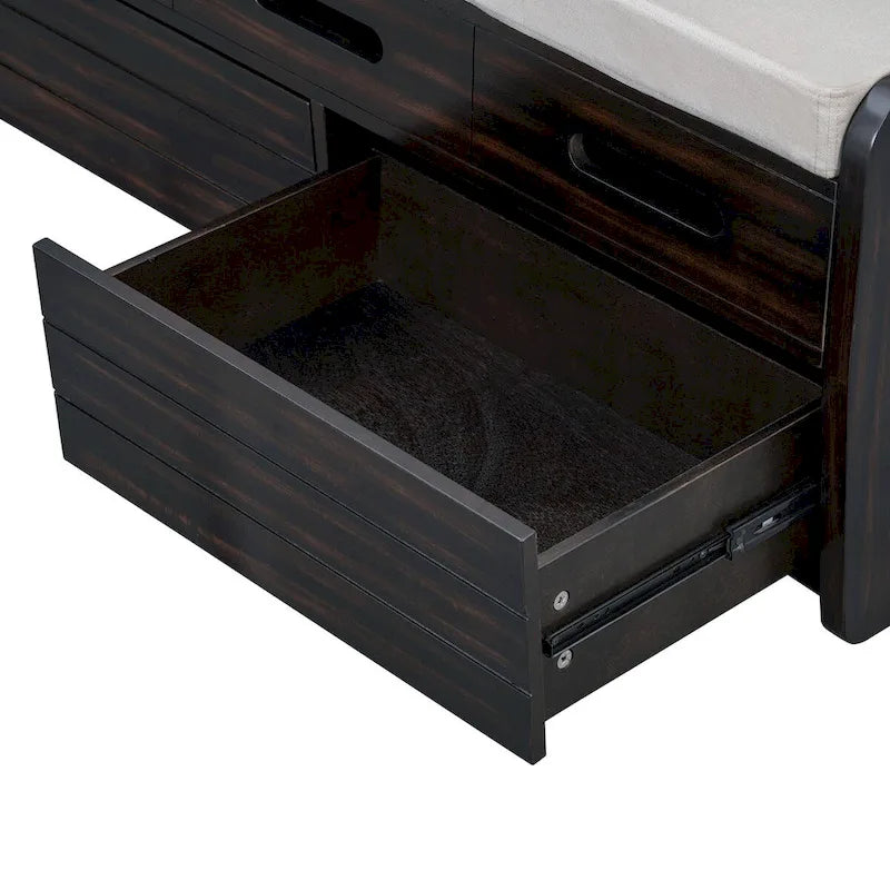 Banc de rangement avec tiroirs et coussin d'assise