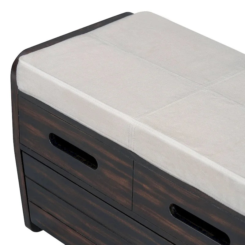 Banc de rangement avec tiroirs et coussin d'assise