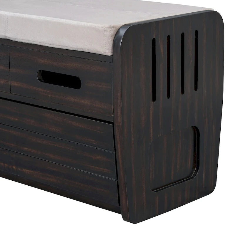 Banc de rangement avec tiroirs et coussin d'assise