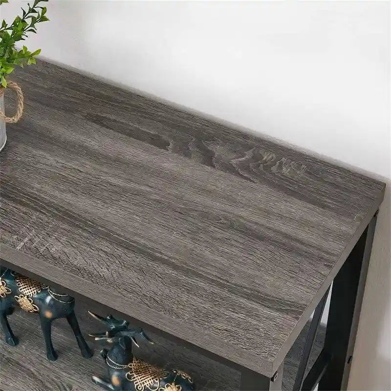 Console 3 niveaux avec étagères ouvertes, 120 cm (L) x 34 cm (P) x 76 cm (H)