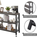 Console 3 niveaux avec étagères ouvertes, 120 cm (L) x 34 cm (P) x 76 cm (H)
