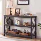 Console 3 niveaux avec étagères ouvertes, 120 cm (L) x 34 cm (P) x 76 cm (H)