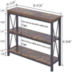 Console 3 niveaux avec étagères ouvertes, 120 cm (L) x 34 cm (P) x 76 cm (H)
