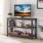Console 3 niveaux avec étagères ouvertes, 120 cm (L) x 34 cm (P) x 76 cm (H)