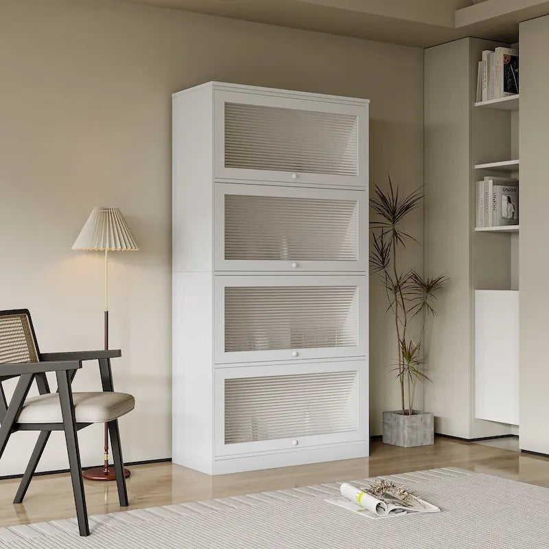 Armoire de rangement vitrée avec étagère de présentation