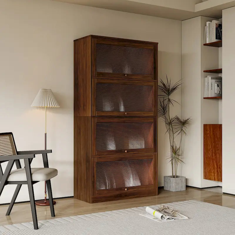 Armoire de rangement vitrée avec étagère de présentation