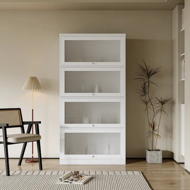 Armoire de rangement vitrée avec étagère de présentation