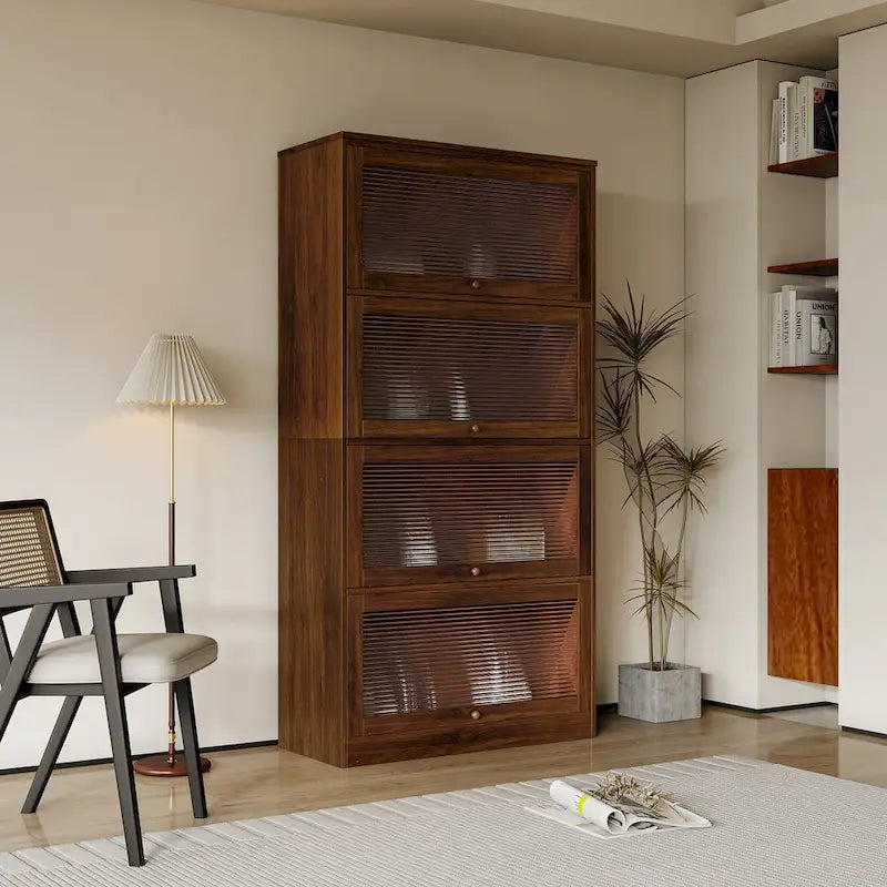 Armoire de rangement vitrée avec étagère de présentation