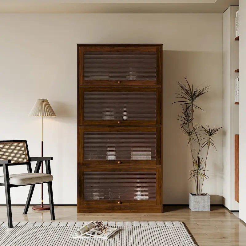 Armoire de rangement vitrée avec étagère de présentation