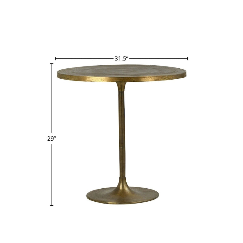Table de bistrot ronde 29" avec finition en laiton antique, or