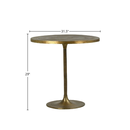 Table de bistrot ronde 29" avec finition en laiton antique, or