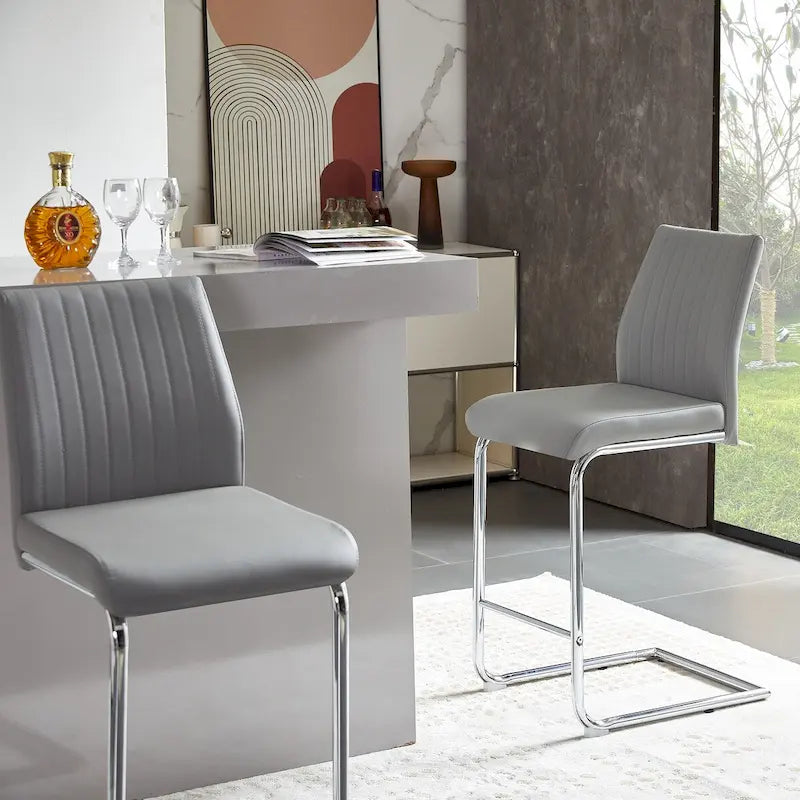 Tabourets de bar en cuir synthétique avec piètement en métal, lot de 2