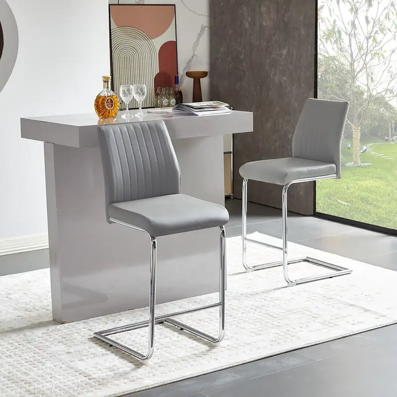 Tabourets de bar en cuir synthétique avec piètement en métal, lot de 2