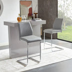 Tabourets de bar en cuir synthétique avec piètement en métal, lot de 2