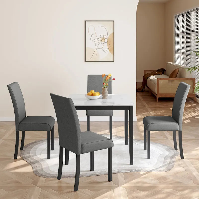 Ensemble de salle à manger 5 pièces avec table carrée et chaises rembourrées