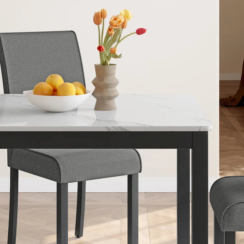 Ensemble de salle à manger 5 pièces avec table carrée et chaises rembourrées