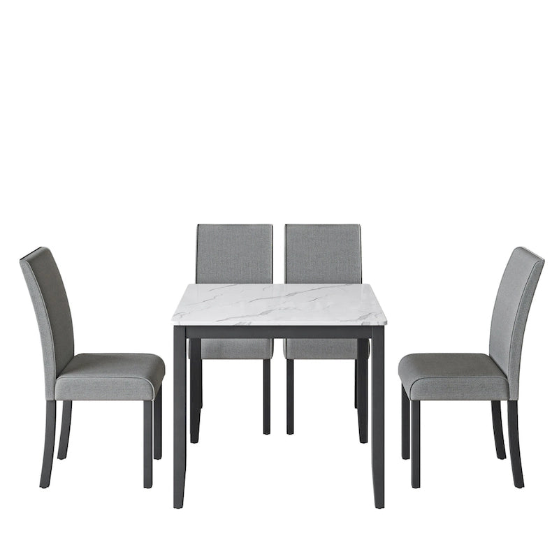 Ensemble de salle à manger 5 pièces avec table carrée et chaises rembourrées