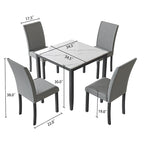 Ensemble de salle à manger 5 pièces avec table carrée et chaises rembourrées