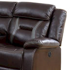 Canapé d'angle inclinable électrique avec ports USB, en similicuir marron